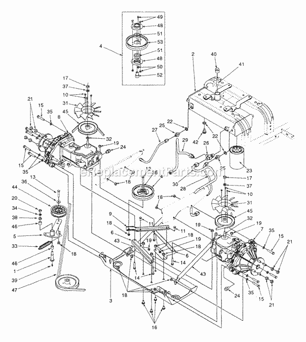 Hydraulic Drive, Lines & Filter Mfg. Date 1f3 Diagram and Parts List for Z48 53AC355M100 Cub Cadet Lawn Mower